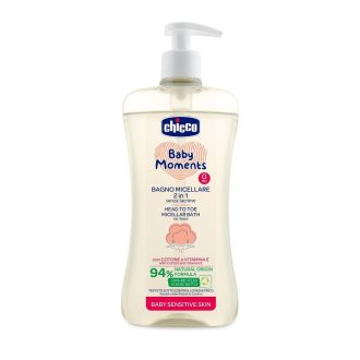   CHICCO Micellás sampon hajra és testre adagolóval Baby Moments Sensitive 94% term. összetevők 500ml