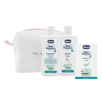   CHICCO Kozmetikai táska cipzárral - Baby Moments szett rózsaszín