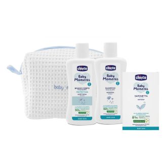   CHICCO Kozmetikai táska cipzárral - Baby Moments készlet kék