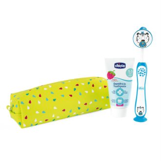 CHICCO Fogkefe és fogkrém szett tokban - Tigris, 3év+