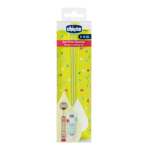 CHICCO Fogkefe és fogkrém szett tokban - Hippo, 3év+