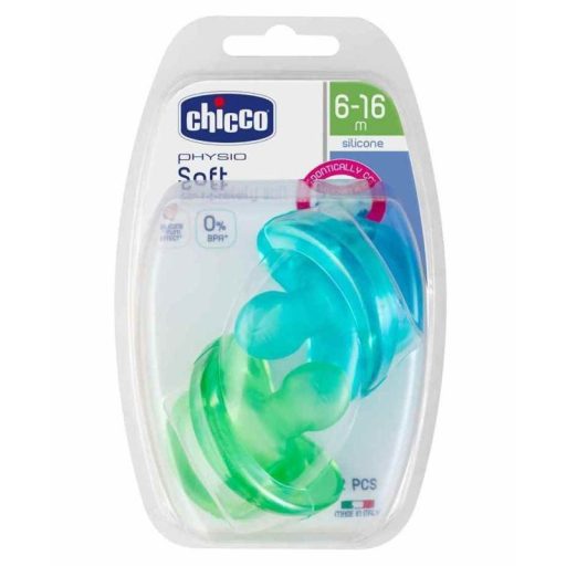 CHICCO Physio Soft teljesen szilikon cumi 6-16 hónapos fiúknak 2 db