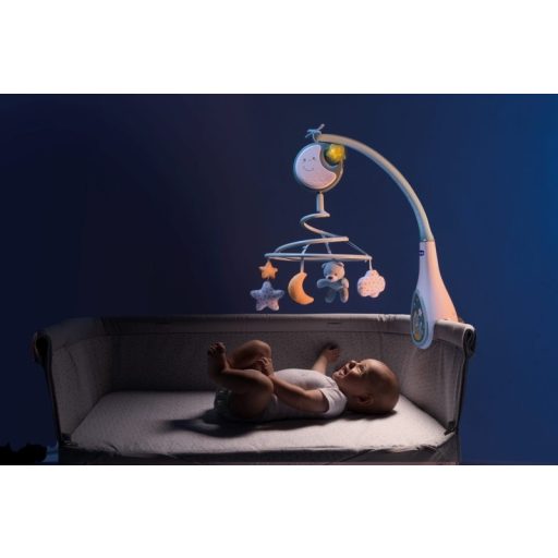 CHICCO Forgó a kiságy fölé és függő játék 3 az 1-ben Next2Dreams kék 0m+