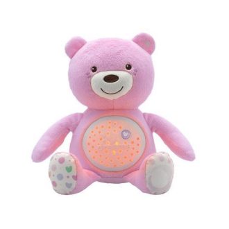   CHICCO Medvídek usínáček projektorral és zenével Baby Bear First Dreams rózsaszín 0m+