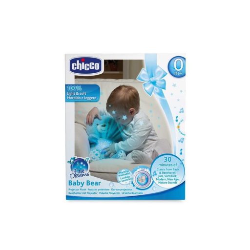 CHICCO Medvídek usínáček s projektorem a hudbou Baby Bear First Dreams kék 0m+