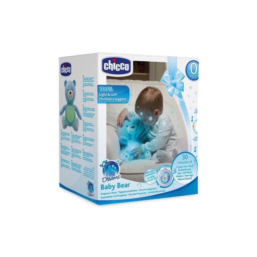 CHICCO Medvídek usínáček s projektorem a hudbou Baby Bear First Dreams kék 0m+
