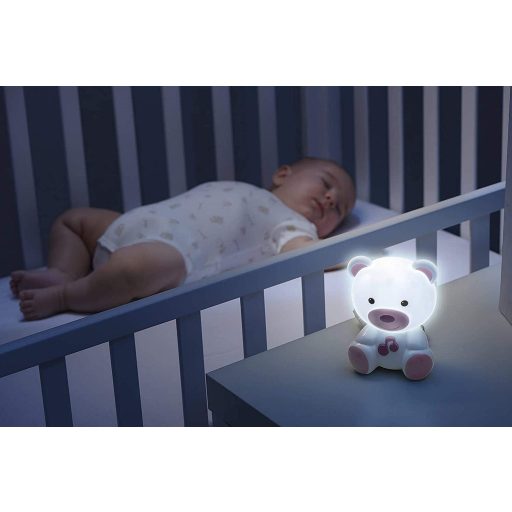 CHICCO Éjszakai zenélő fény Medve rózsaszín 0m+