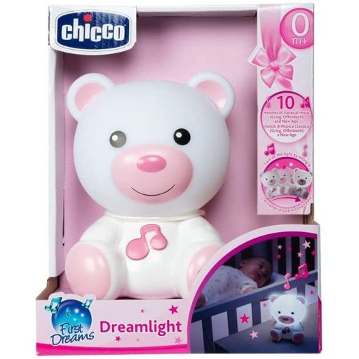 CHICCO Éjszakai zenélő fény Medve rózsaszín 0m+