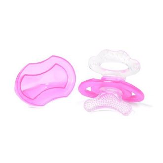   BABYONO Szilikon rágóka BPA mentes cumi alakú kupakkal rózsaszín 3hó+