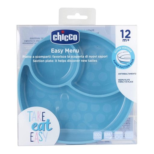 CHICCO Szilikon tányér, kékzöld 12h+