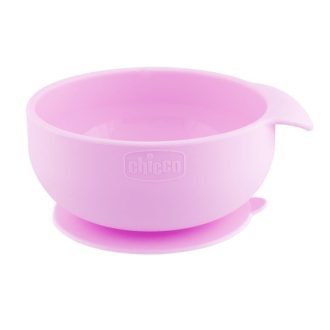 CHICCO Szilikon tányér tapadókoronggal rózsaszín 6h+