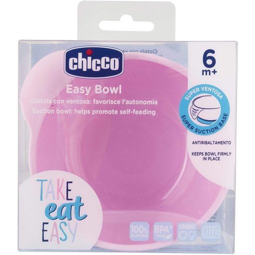 CHICCO Szilikon tányér tapadókoronggal rózsaszín 6h+