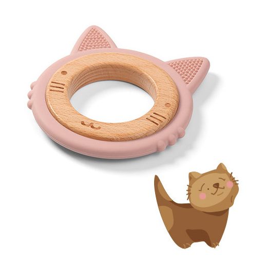 BABYONO Rágóka fa-szilikon Kitten