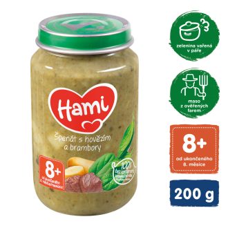   HAMI Spenót, burgonya és marhahús (200 g) - hús-zöldség bébiétel