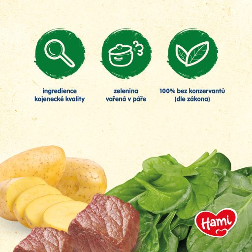 HAMI Spenót, burgonya és marhahús (200 g) - hús-zöldség bébiétel