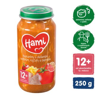   HAMI Makaróny párolt sertéshússal, paradicsommal és paprikával (250 g) - hús-zöldség köret