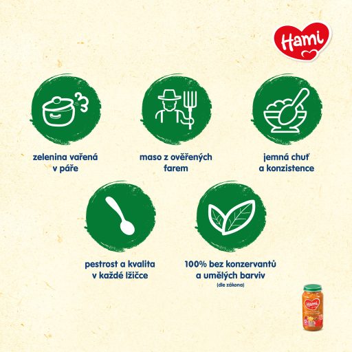 HAMI Makaróny párolt sertéshússal, paradicsommal és paprikával (250 g) - hús-zöldség köret
