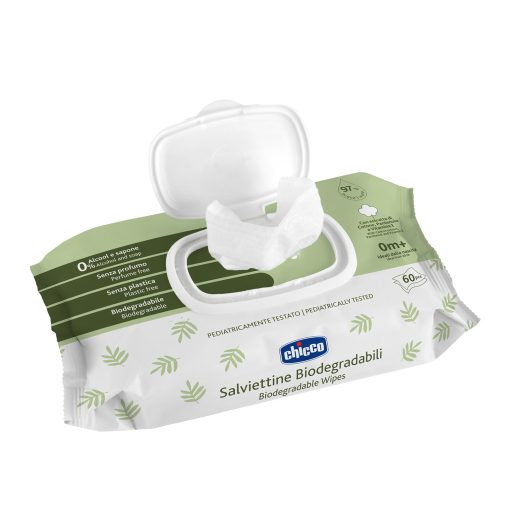 CHICCO Gyermek nedves törlőkendők műanyagmentes 60 db