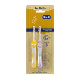CHICCO gyermek fogkefe készlet Lila-Mustár 6-36h, 2db