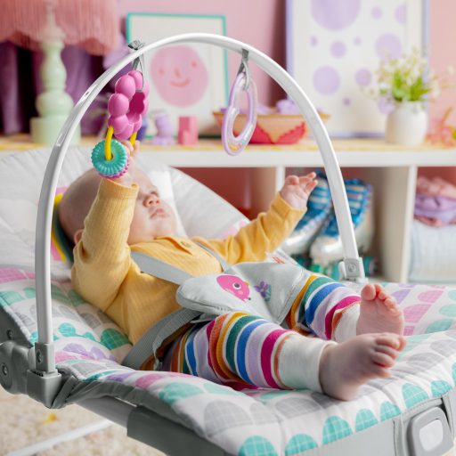 BRIGHT STARTS Rezgő hintaszék Rosy Rainbow™ 0hó+  18 kg-ig