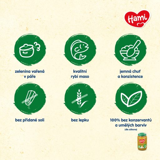 HAMI Spenót tengeri tőkehallal (200 g) - hús-zöldség alapú bébiétel