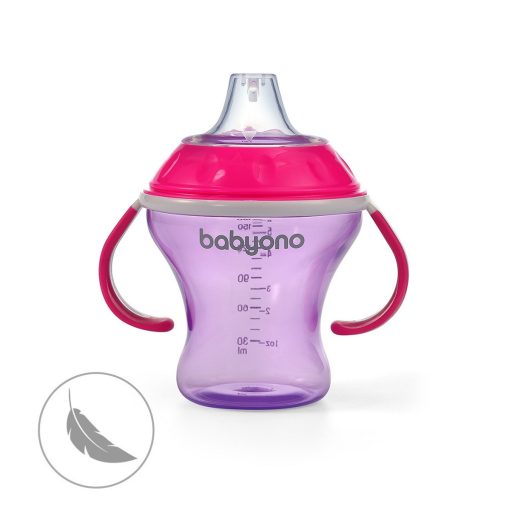 BABYONO Csöpögésmentes itatópohár puha itatófejjel Natural Nursing 180 ml lila
