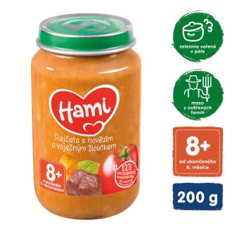   HAMI Paradicsom marhahússal és tojássárgájával (200 g) - hús-zöldség alapú bébiétel