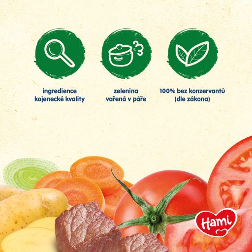 HAMI Paradicsom marhahússal és tojássárgájával (200 g) - hús-zöldség alapú bébiétel