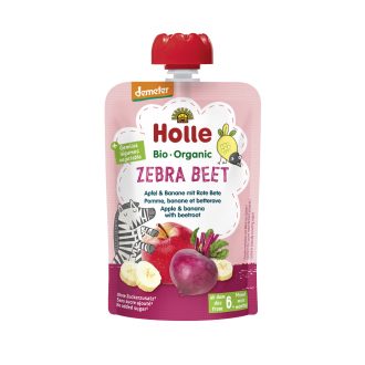   HOLLE Zebra Cékla Bio gyümölcspüré alma, banán és vörösrépa, 100 g (6 hó+)