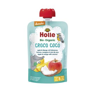   HOLLE Croco Coco Bio gyümölcspüré alma, mangó, kókusz, 100 g (8 hó+)