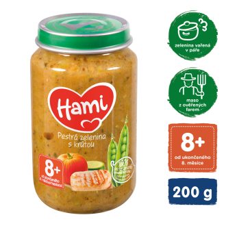   HAMI Színes zöldség pulykahússal (200 g) - húsos-zöldséges bébiétel