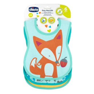 CHICCO Előke pamut vízálló róka 3 db, türkiz