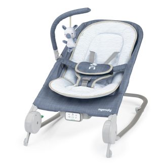   INGENUITY Rezgő masszázs pihenőszék dallamokkal Happy Belly™ Rock-to-Bounce – Chambray 0hó+  9kg-ig