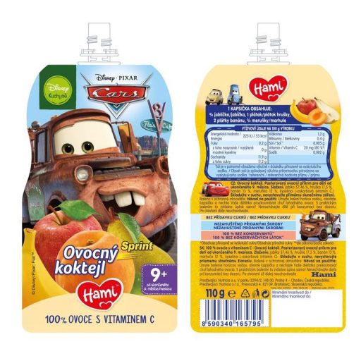 HAMI Disney Cars gyümölcsös tasak Sprint Gyümölcs koktél 110 g, 9+