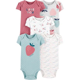   CARTER'S Body rövid ujjú Strawberry lány LBB 5 db NB/ méret 56