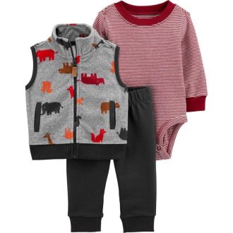   CARTER'S 3 részes szett mellény, body, nadrág fiú Dino 3 hó/méret 62