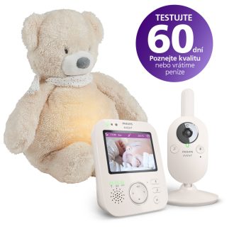   Philips AVENT Bébiőr videó SCD891/26+NATTOU 4 az 1-ben altató medve Sleepy Bear Beige 0m+