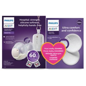   Philips AVENT Elektromos mellszívó Hands-Free DUO Premium Plus SCF532/11+Ajándék 