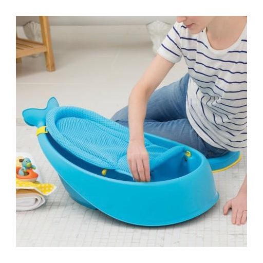 SKIP HOP Moby 3 fázisú babafürdető fürdőkád ergonomikus betéttel, kék 