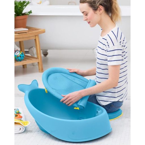 SKIP HOP Moby 3 fázisú babafürdető fürdőkád ergonomikus betéttel, kék 