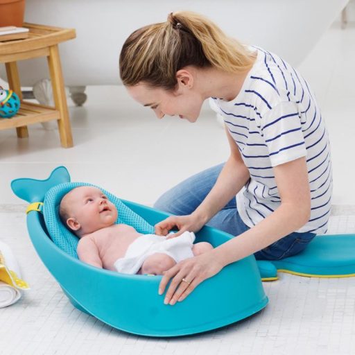 SKIP HOP Moby 3 fázisú babafürdető fürdőkád ergonomikus betéttel, kék 