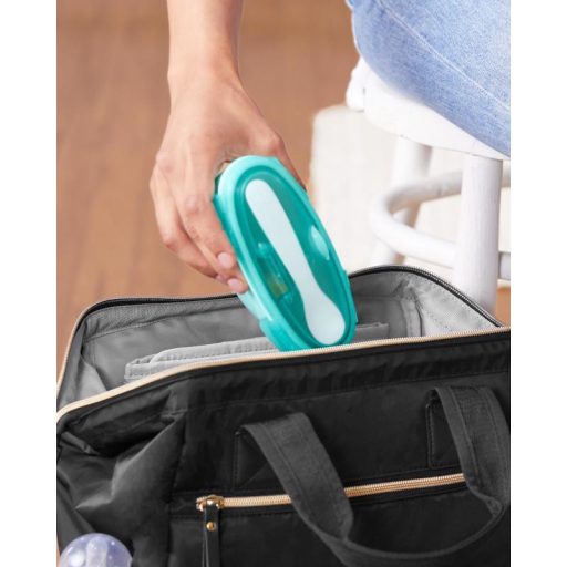 SKIP HOP Tálka kanállal védőtokban Easy Serve Teal 240 ml, 3m+