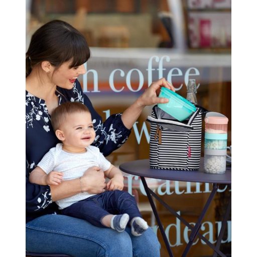 SKIP HOP Tálka kanállal védőtokban Easy Serve Teal 240 ml, 3m+