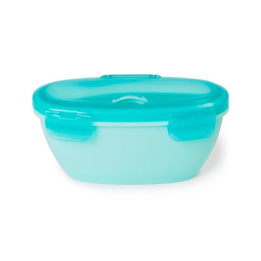 SKIP HOP Tálka kanállal védőtokban Easy Serve Teal 240 ml, 3m+