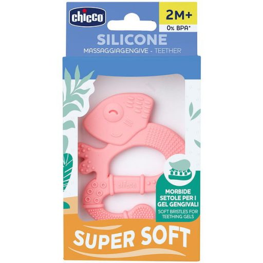 CHICCO Szilikon rágóka Super Soft Chameleon rózsaszín 2h+