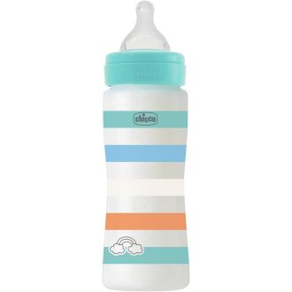 CHICCO Well-being szilikon cumisüveg 330 ml fiú