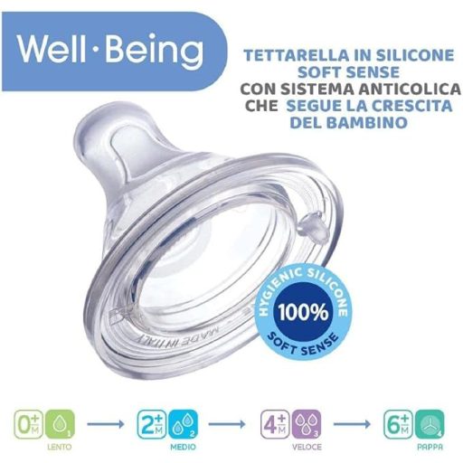 CHICCO Well-being szilikon cumisüveg 330 ml fiú