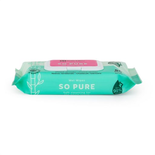 4x PETITE&MARS Nedves törlőkendő SO PURE bambusz, biológiailag lebomló, 56 db