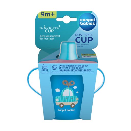 CANPOL BABIES Kifolyósodásmentes pohár TOYS – kék (250 ml)