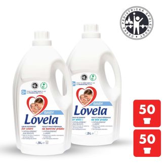   2x LOVELA Baby folyékony mosószer fehér és színes ruhákhoz 4,5 l / 50 mosási adag